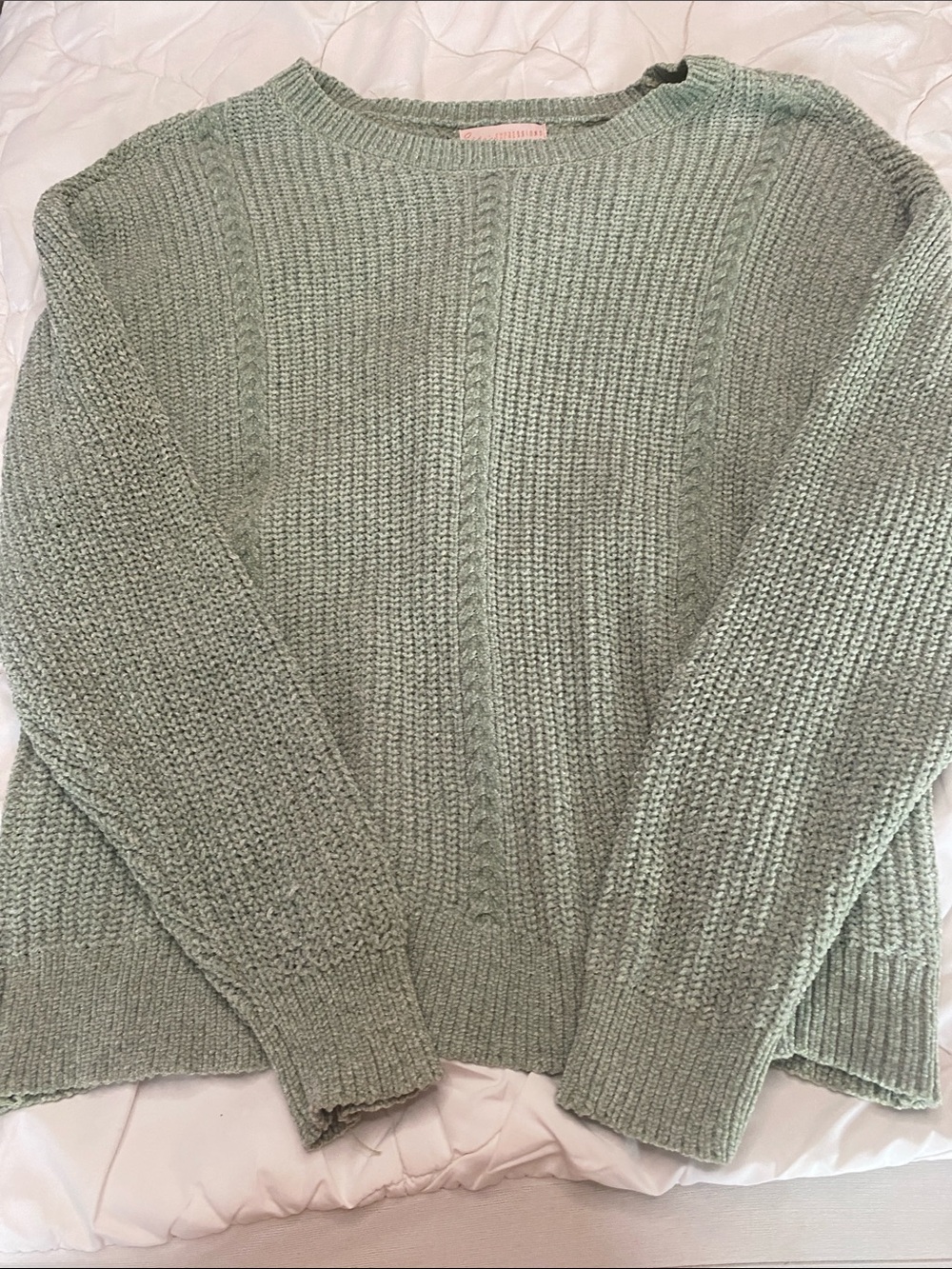 Expressions Soft Sage Crewneck Knit Sweater